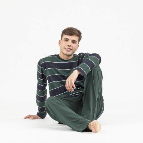 mal humor limpiar adecuado Pijama hombre algodón Lorenzo verde Talla M