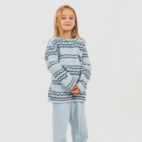 Pijama coral nino Cronos celeste tallas infantiles 9 10 ans