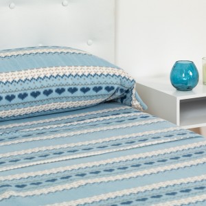 Cabello Textil Hogar - Juego de sábanas térmicas de Pirineo - 3 Piezas -  110 Gr/m2 - Mod. GILVA (Azul, Cama de 135 cm (135_x_190/200 cm))