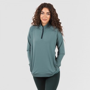 Sudadera deportiva mujer con cremallera y bolsillo verde hoja Talla de Ropa  M